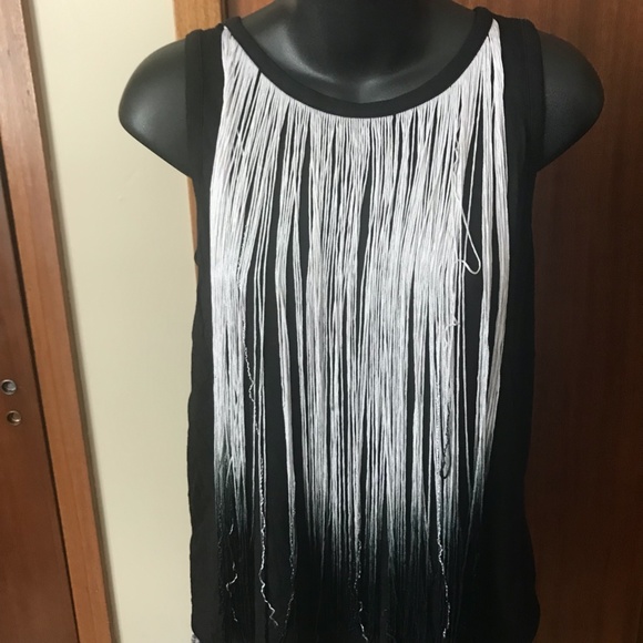Ombre black tank with tassels - Picture 2 of 4